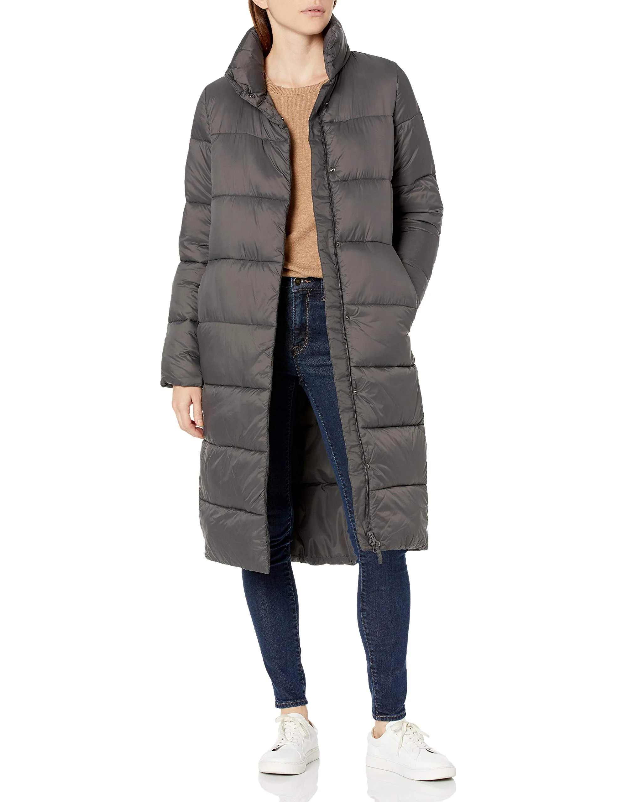 Charcoal Warm & Cozy: Women's Slim Puffer Coat, Water-Resistant - AmEss