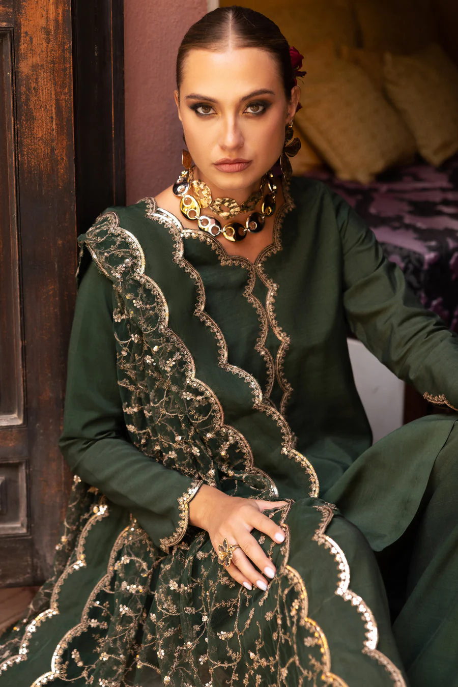 Charizma CMA-5-139 GREEN Farshi Shalwar 2025 - Image 2