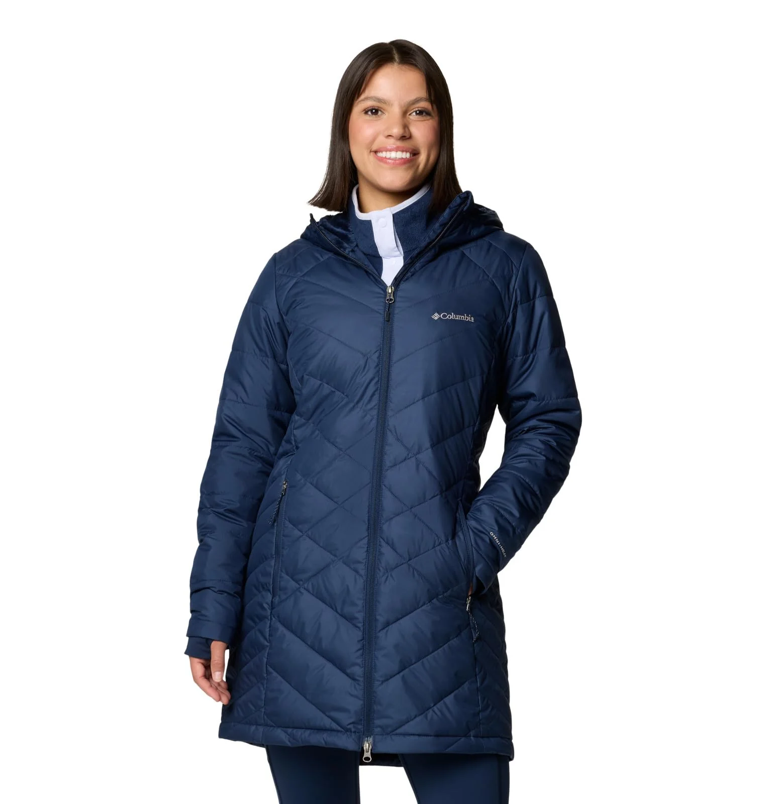 Collegiate Navy Women's Plus Size Slim Coat - With Removable Hood - Warm & Stylish - Columbia