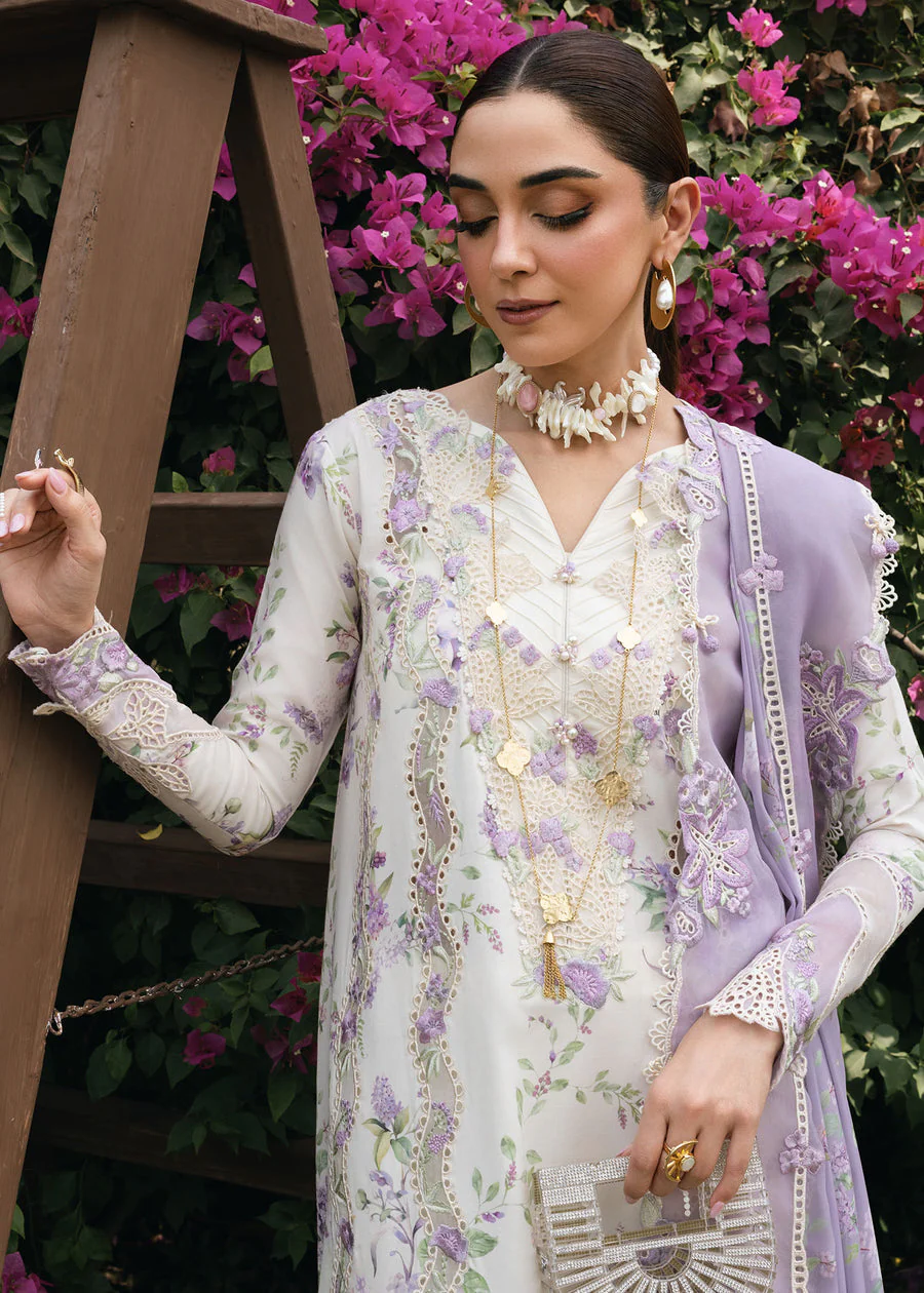 Crimson Lavender Fall - D5B Tasawar Luxe Lawn 2025 - Image 2