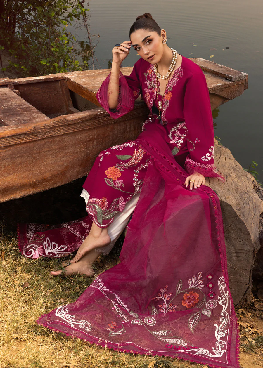 Crimson Mirror Garden - D3A Tasawar Luxe Lawn 2025 - Image 2