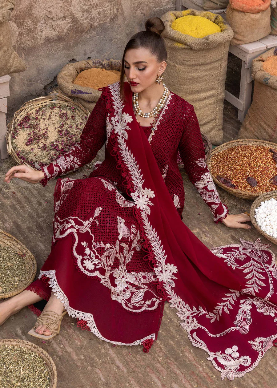 Crimson One True Love - D6A Tasawar Luxe Lawn 2025 - Image 2