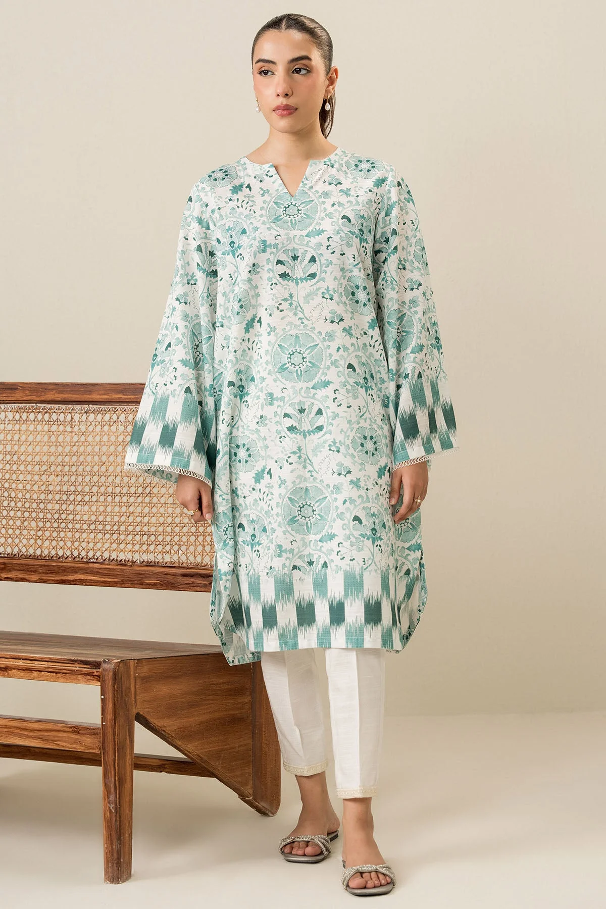 Cross Stitch Mint Cold Daily Khaddar Linen Collection 2025