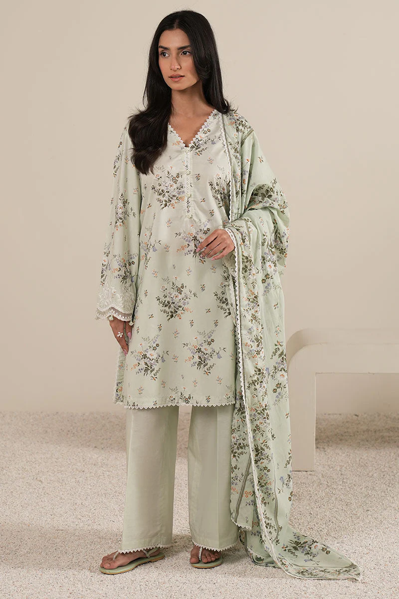 Cross Stitch Pale Aqua Daily Khaddar Linen Collection 2025