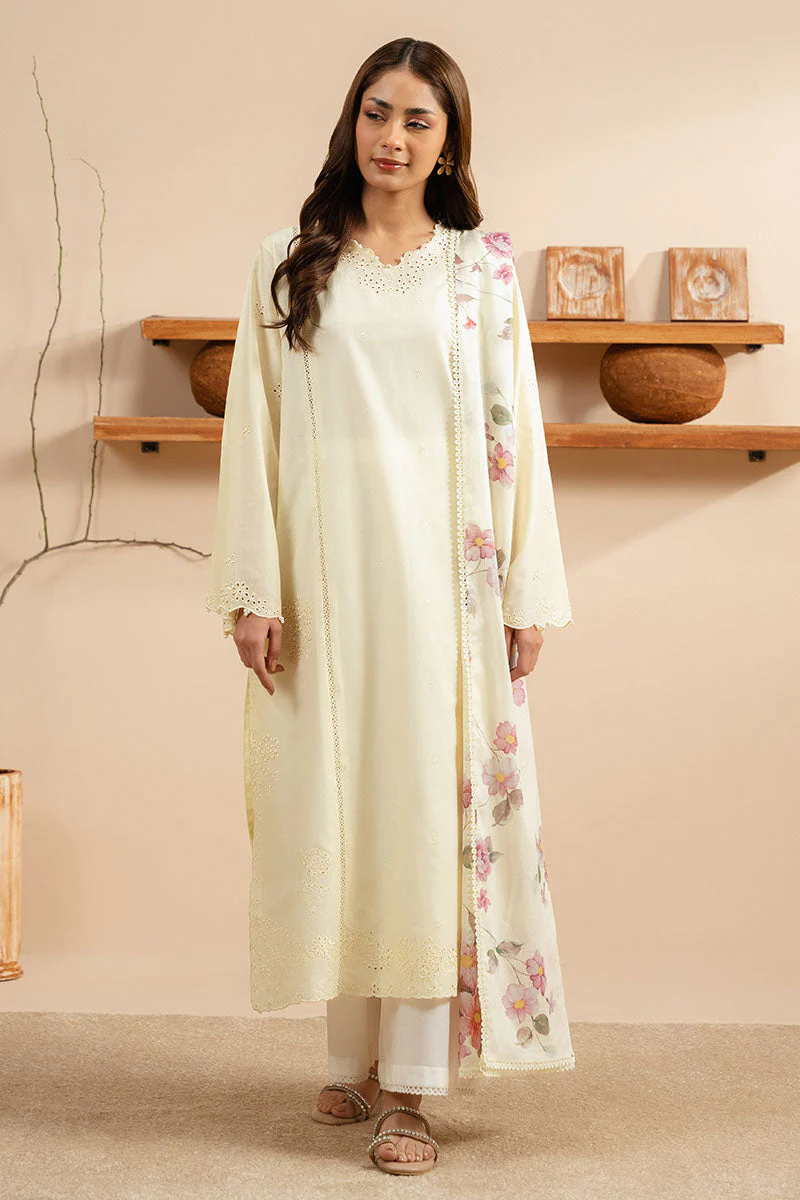 Cross Stitch Pale Yellow Eid Lawn Collection 2025