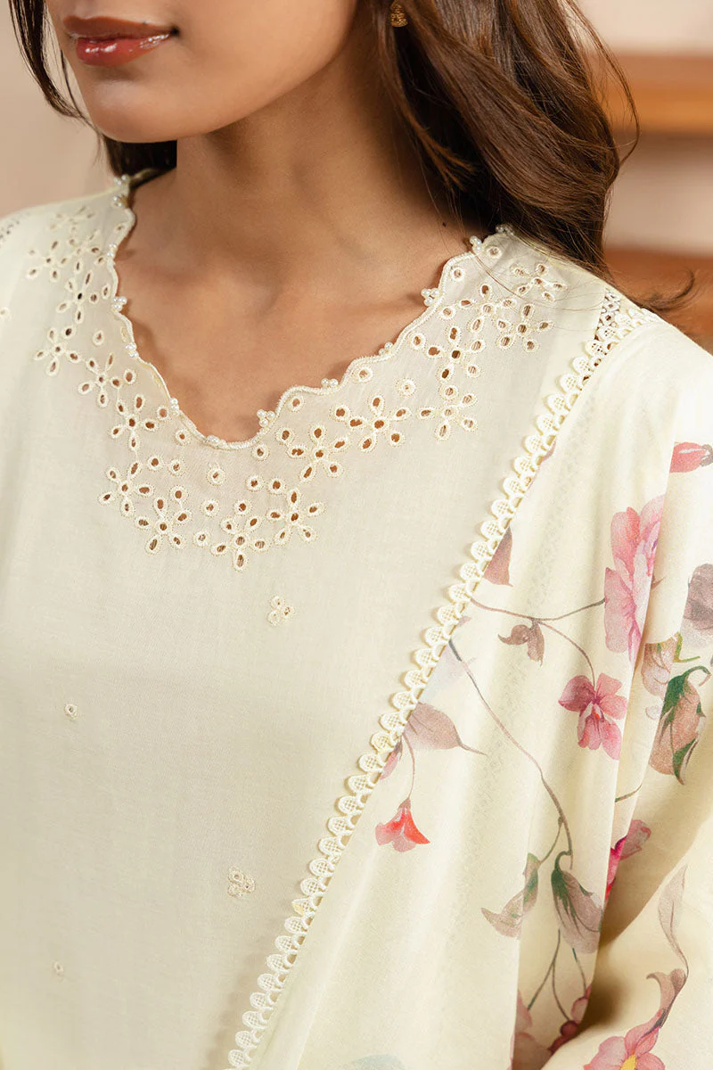 Cross Stitch Pale Yellow Eid Lawn Collection 2025 - Image 2