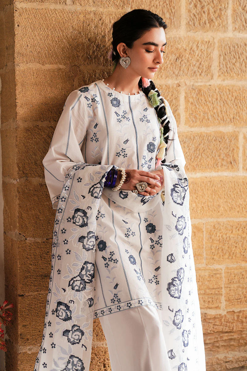 Cross Stitch White Smoke Eid Lawn Collection 2025 - Image 2