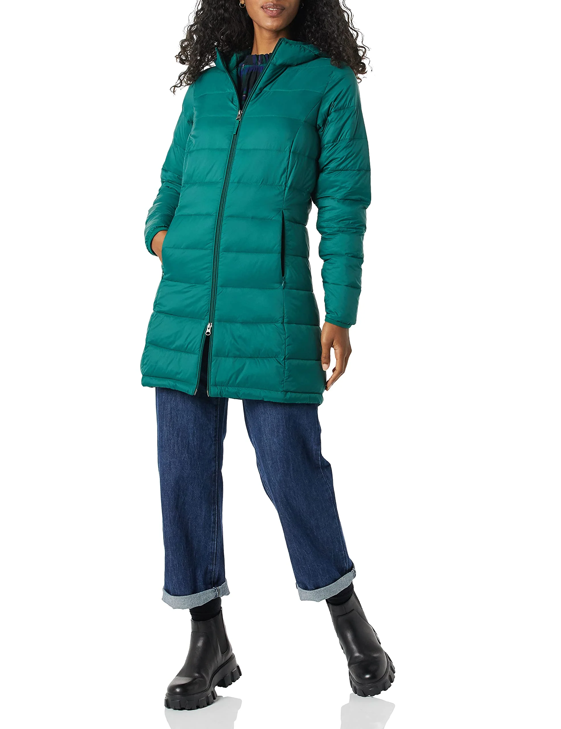 Dark Emerald Green Stylish Winter Essential: Women's Slim Fit Hooded Puffer Jacket - AmEss