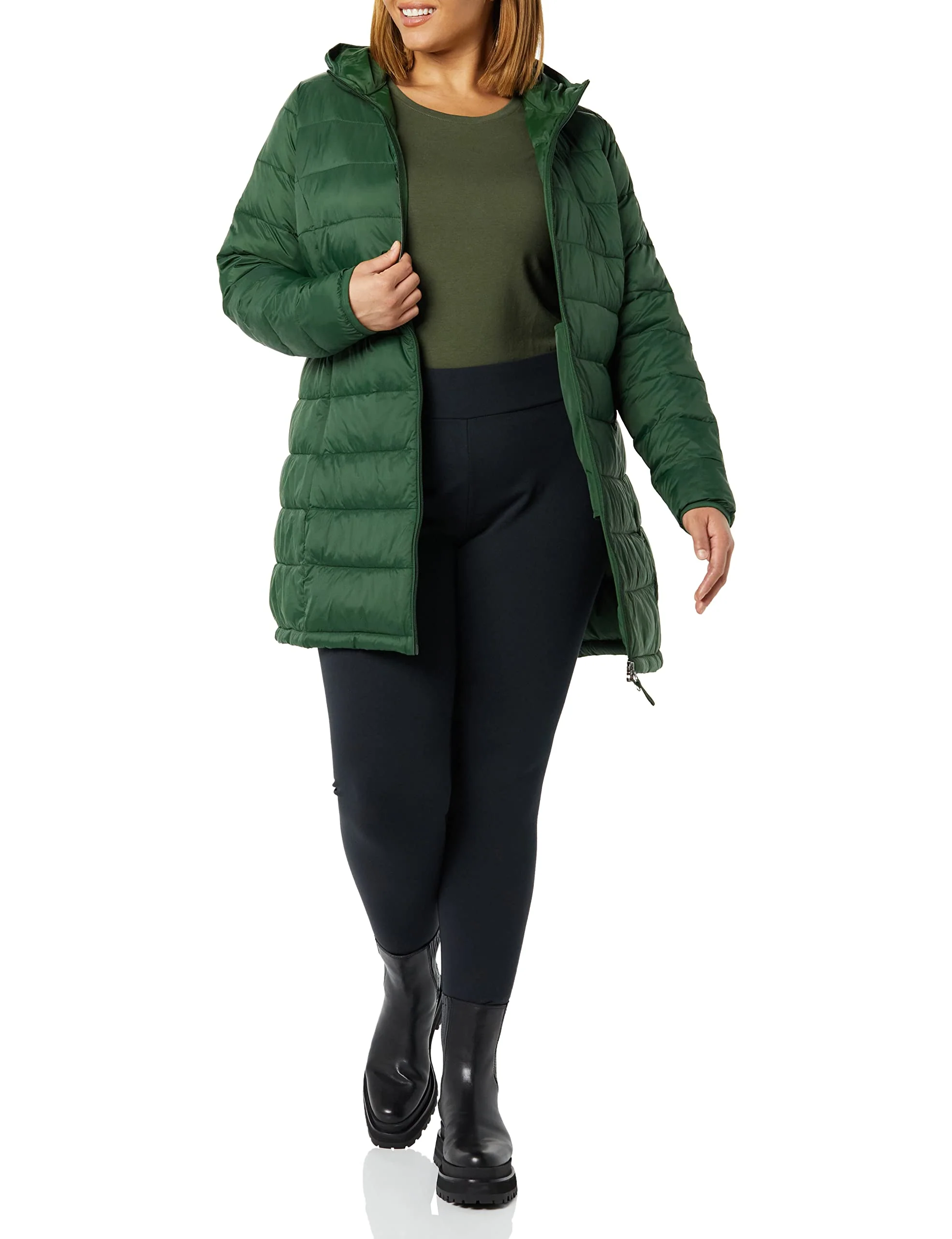 Dark Green Women's Packable Puffer Coat: Lightweight, Waterproof, and Stylish - AmEss - Image 4
