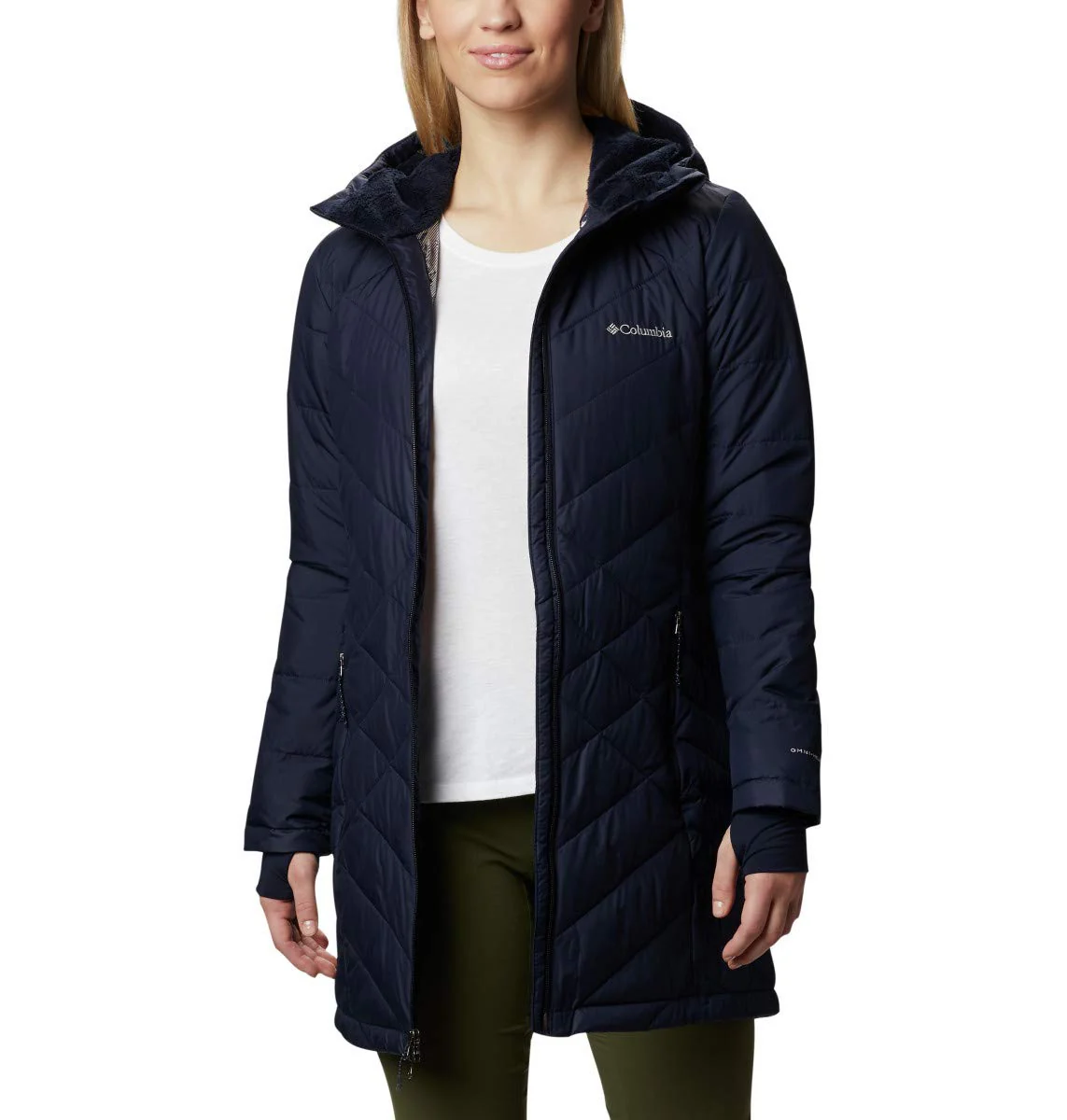 Dark Nocturnal Women's Plus Size Slim Coat - With Removable Hood - Warm & Stylish - Columbia