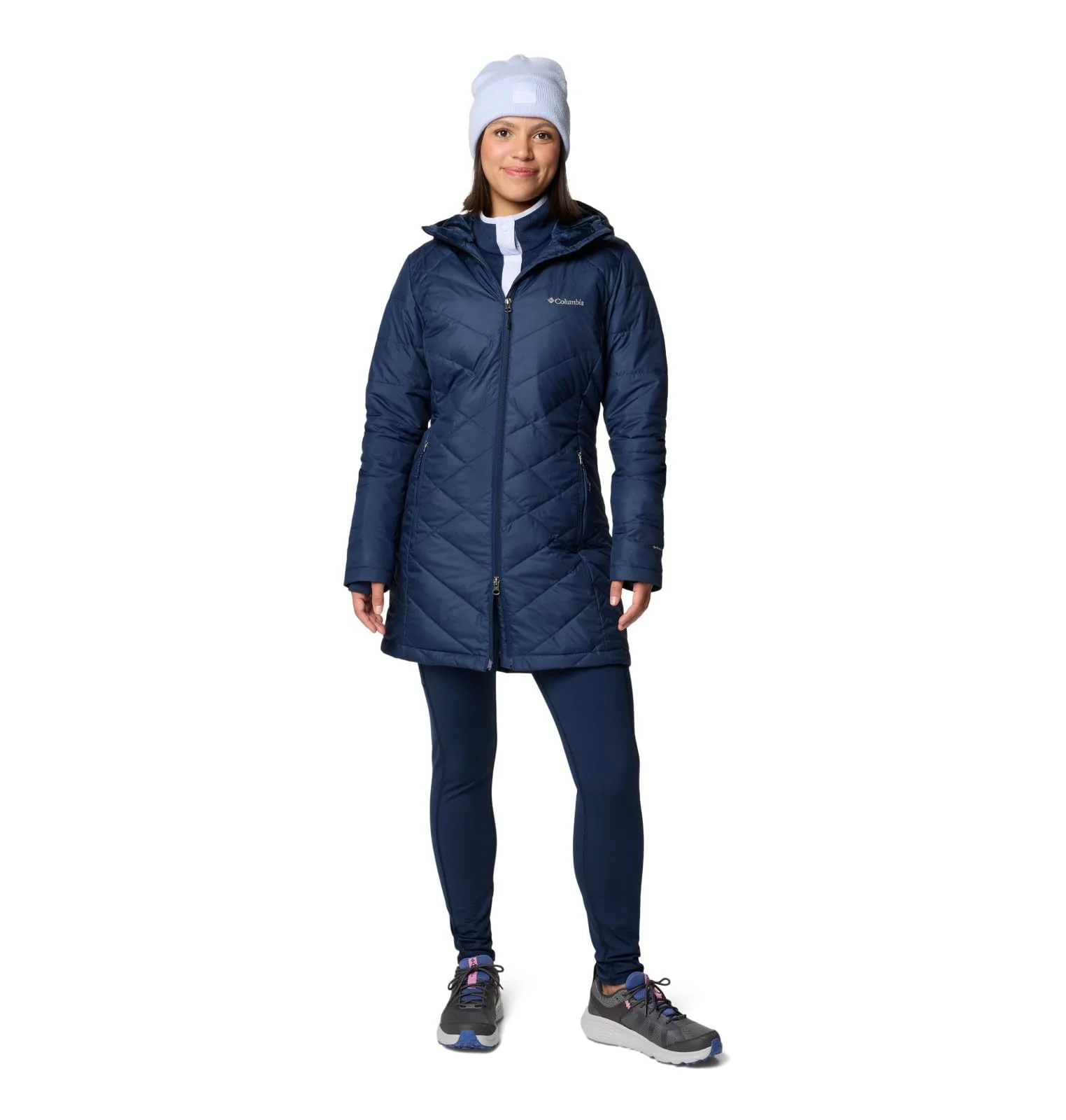 Dark Nocturnal Women's Plus Size Slim Coat - With Removable Hood - Warm & Stylish - Columbia - Image 3