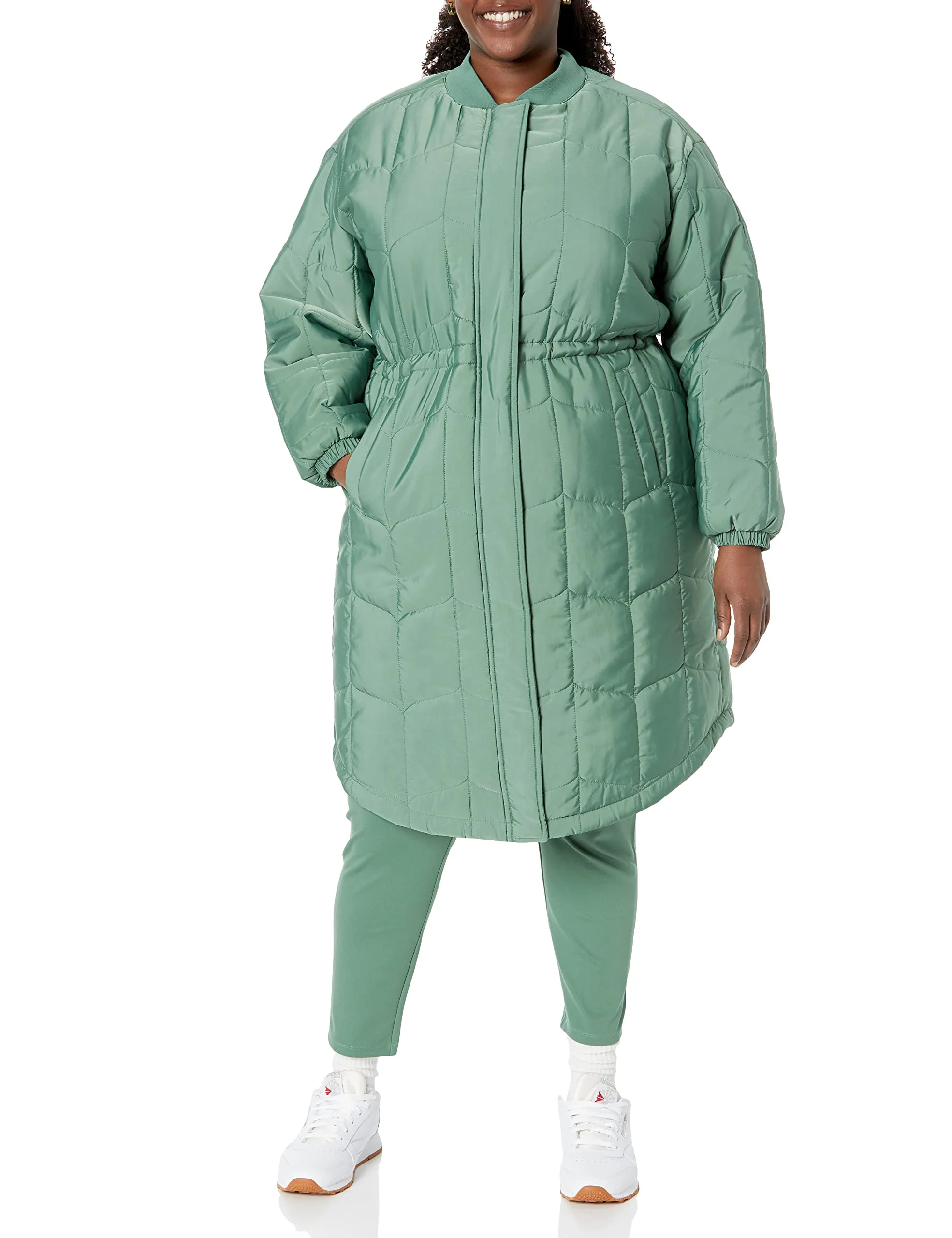 Deep Brown Oversized Quilted Coat for Women - Slim Waist - AmEss - Image 5