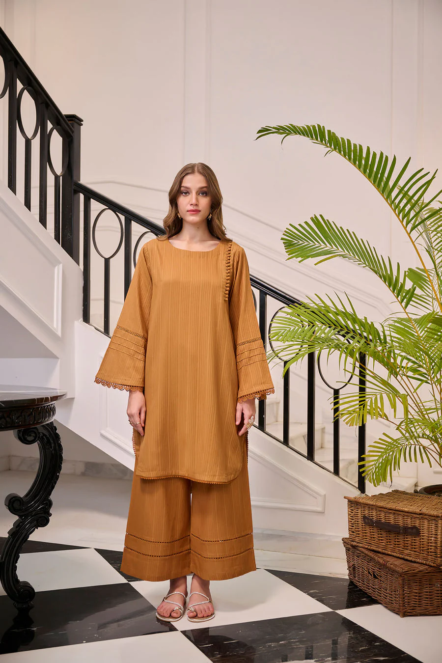 Dhanak DC-2256 Mustard Winter Solids Co-ords 2024