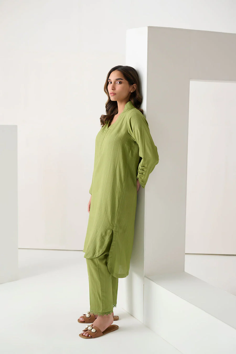 Dhanak DC-2263 Green Winter Solids Co-ords 2024 - Image 2