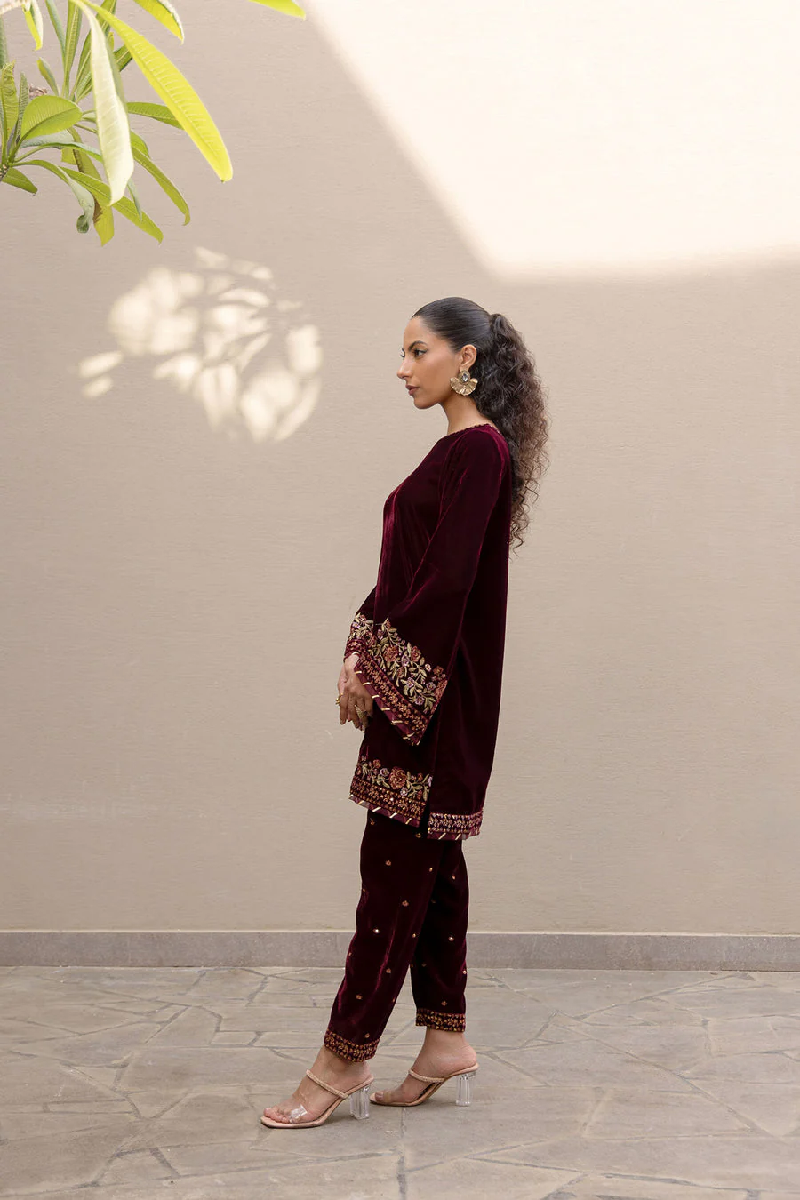 Dhanak FW24DA-2620 Maroon Velvet Drop II 2024 - Image 2