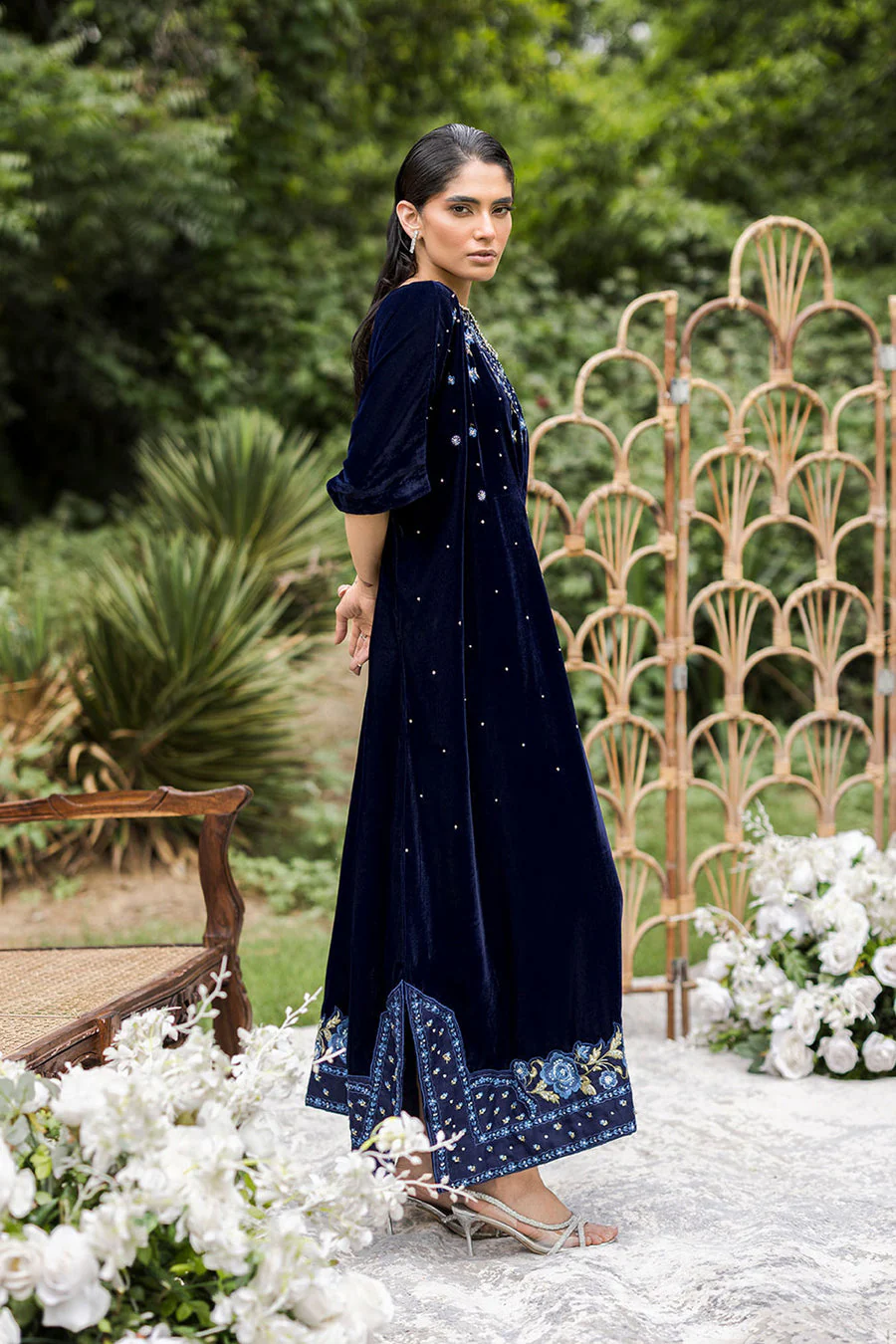 Dhanak FW25DA-2802 Navy Blue Velvet Muse Pret 2025 - Image 2