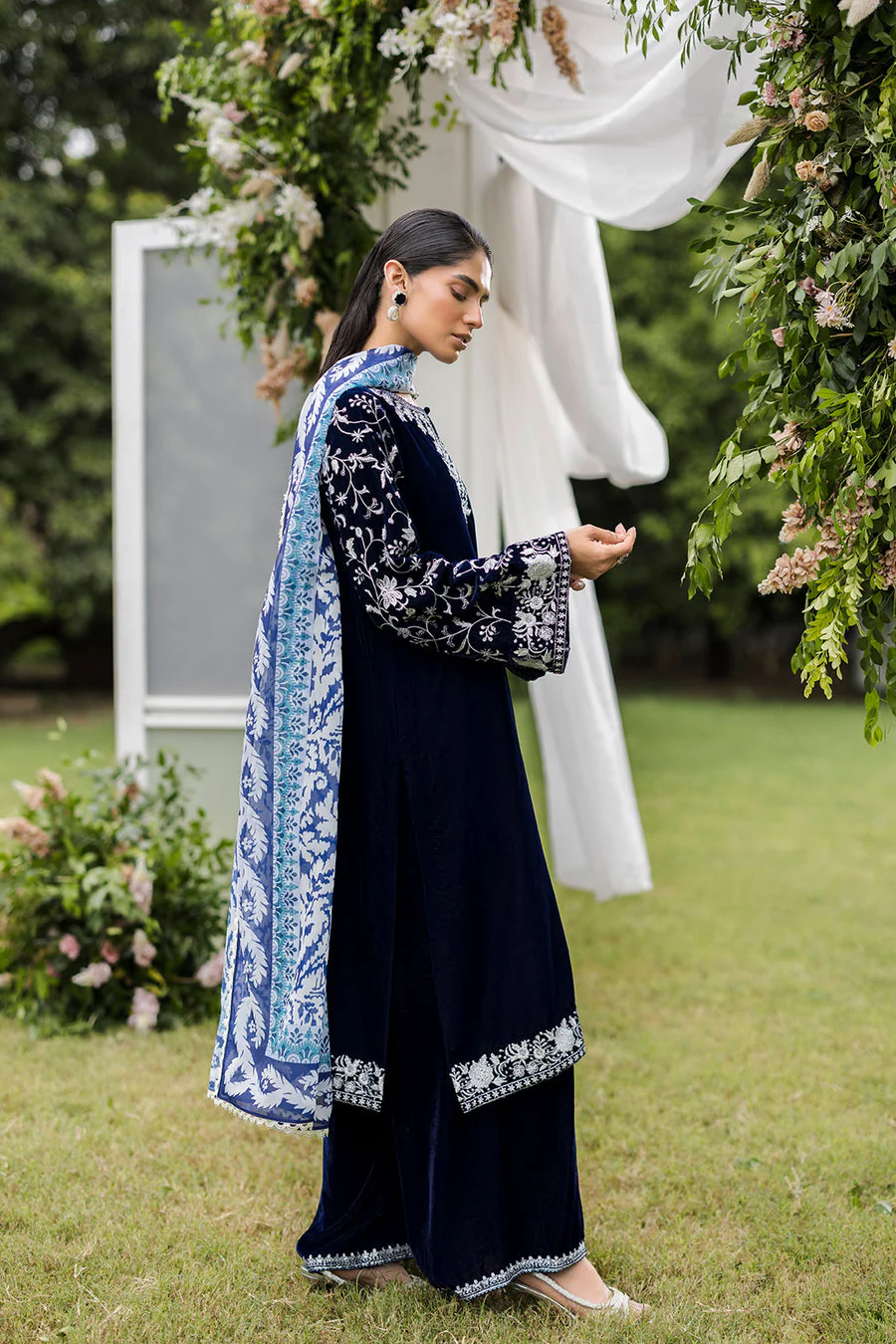 Dhanak FW25DA-2819 Navy Blue Velvet Muse Pret 2025 - Image 2