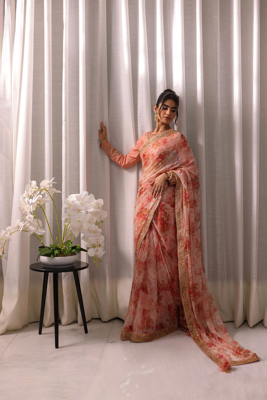 Dhanak Koel:  SS24HF-3015 PEACH SAREE Couture 2026 - Image 2