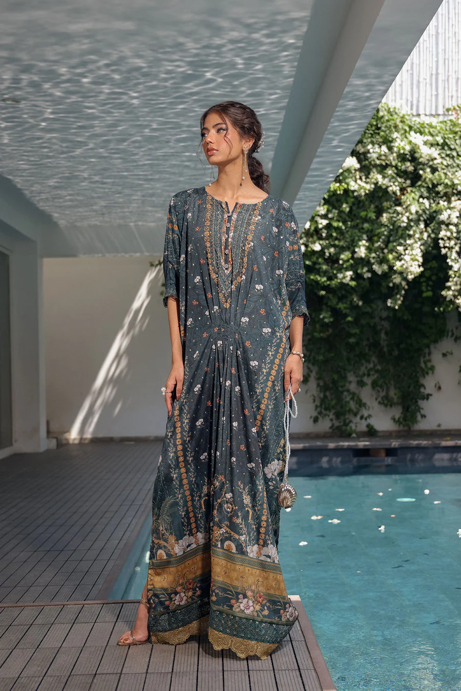 Dhanak SS24DA-2520 Dark Green Silk Tunic Vol-II 2024