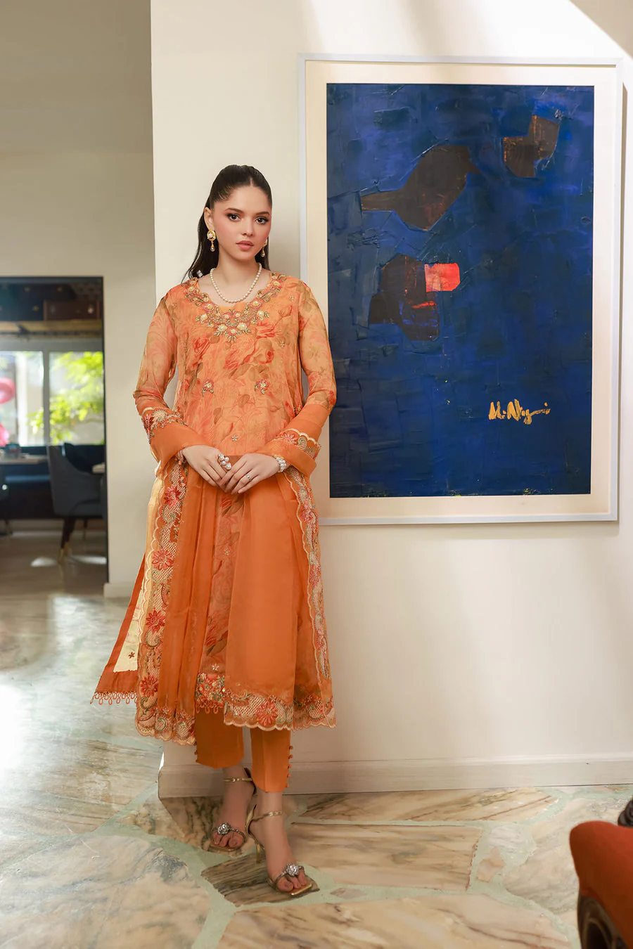 Dhanak SS25DA-2716 Orange Chiffon Pret Vol-ll 2025