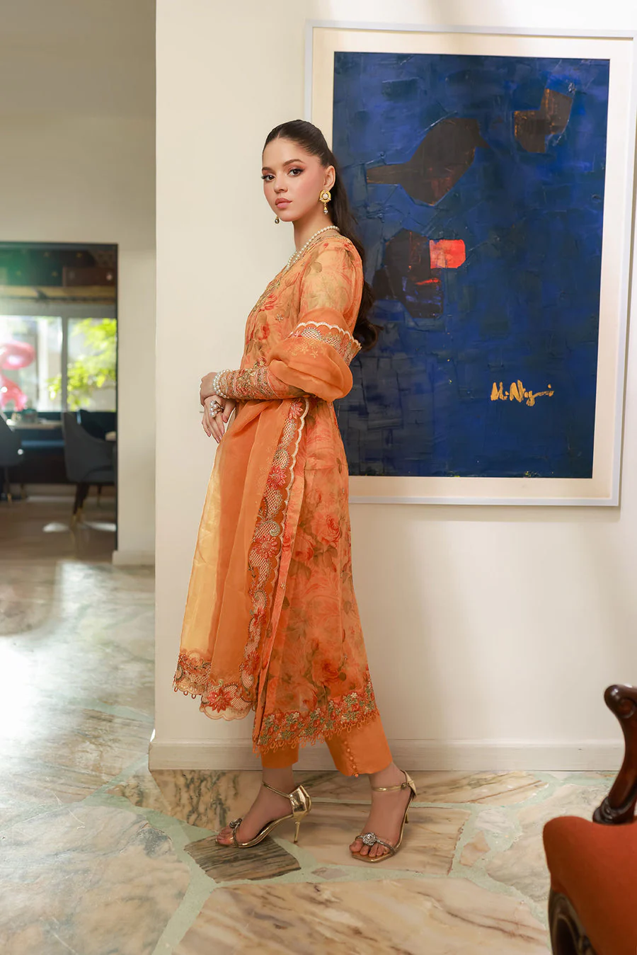 Dhanak SS25DA-2716 Orange Chiffon Pret Vol-ll 2025 - Image 2