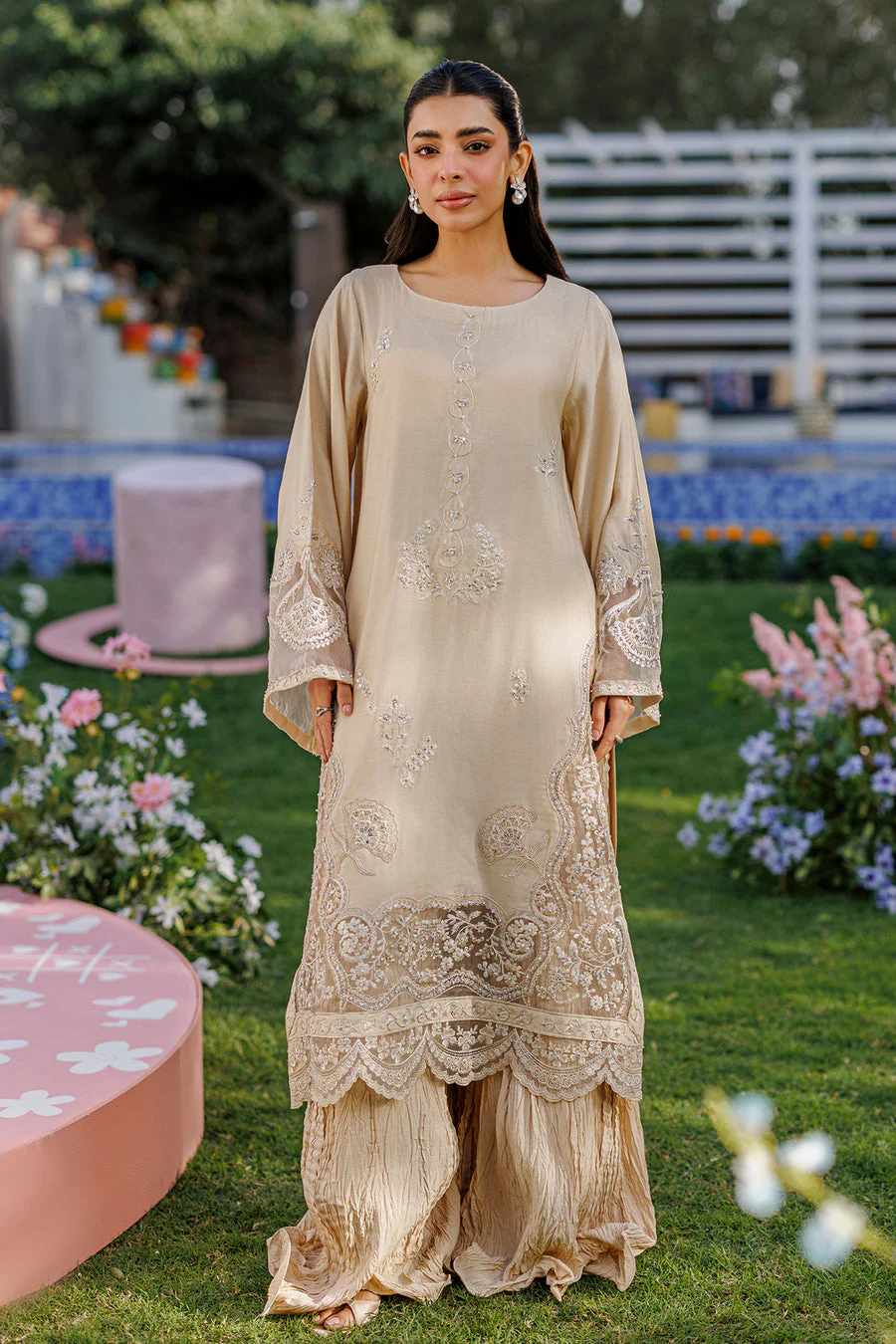 Dhanak SS26DA-2901 BEIGE 2PCS EMBROIDERED KURTA WITH TROUSER Mommy & Me Vol 2 2026