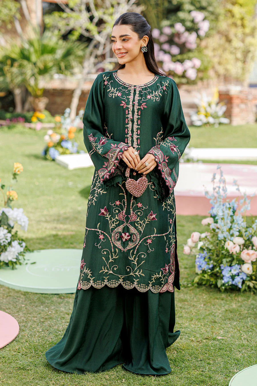 Dhanak SS26DA-2902 BOTTLE GREEN 2PCS EMBROIDERED KURTA WITH TROUSER Mommy & Me Vol 2 2026