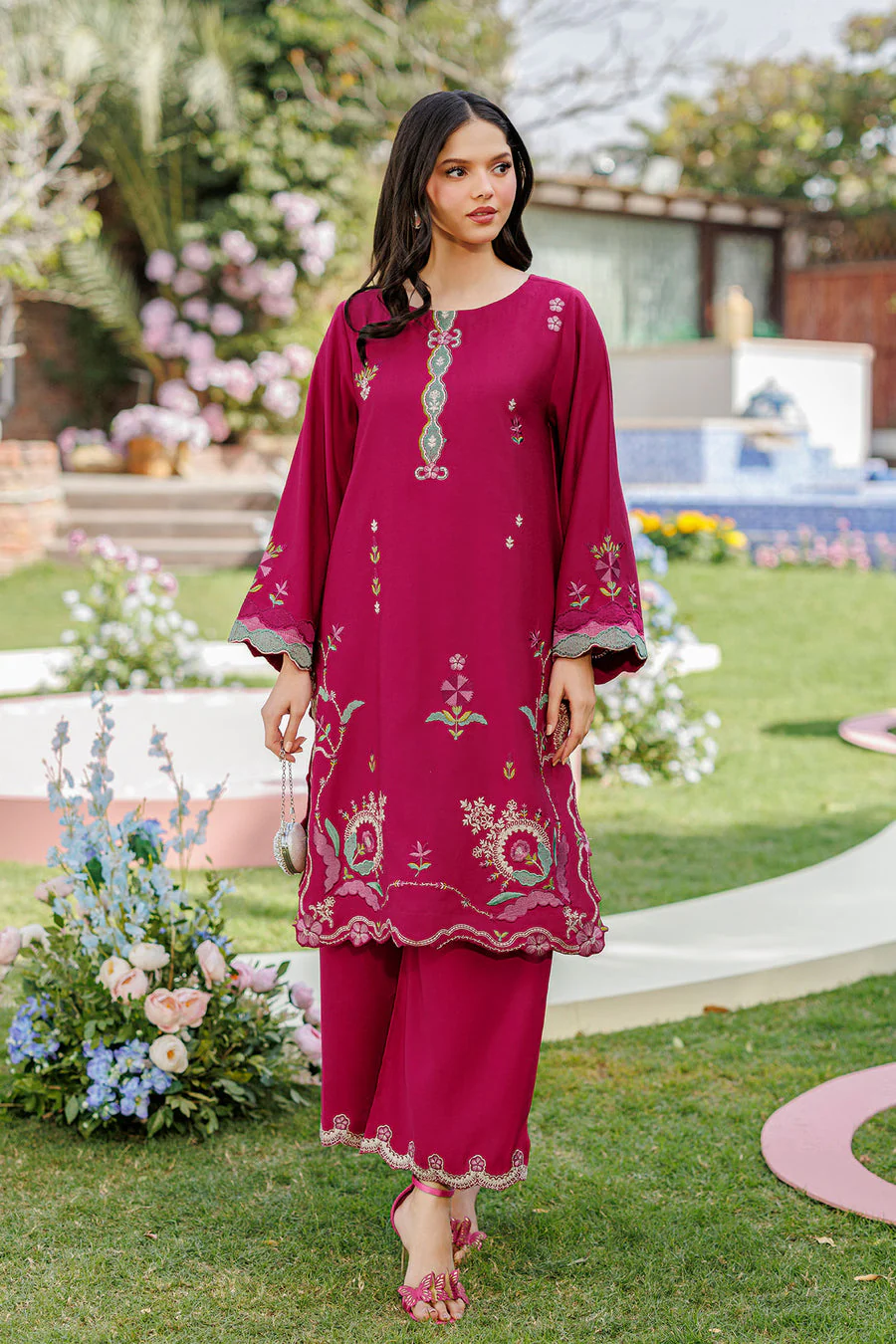 Dhanak SS26DA-2903 MAGENTA 2PCS  EMBROIDERED KURTA WITH TROUSER Mommy & Me Vol 2 2026