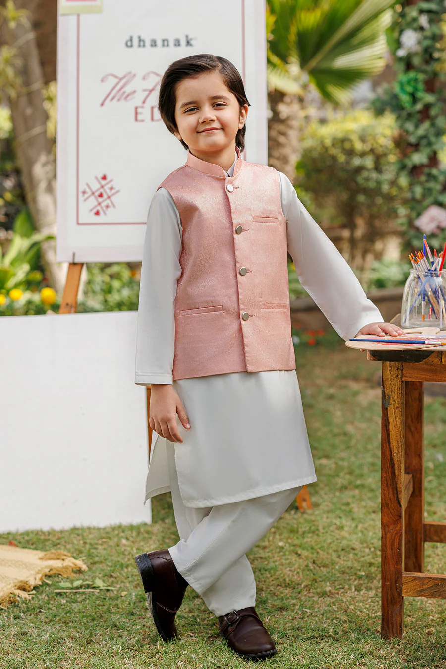 Dhanak SS26DK-0224 - LIGHT PINK  -  KURTA ,PAJAMA WAIST COAT - 3PCS Mommy & Me Vol 2 2026