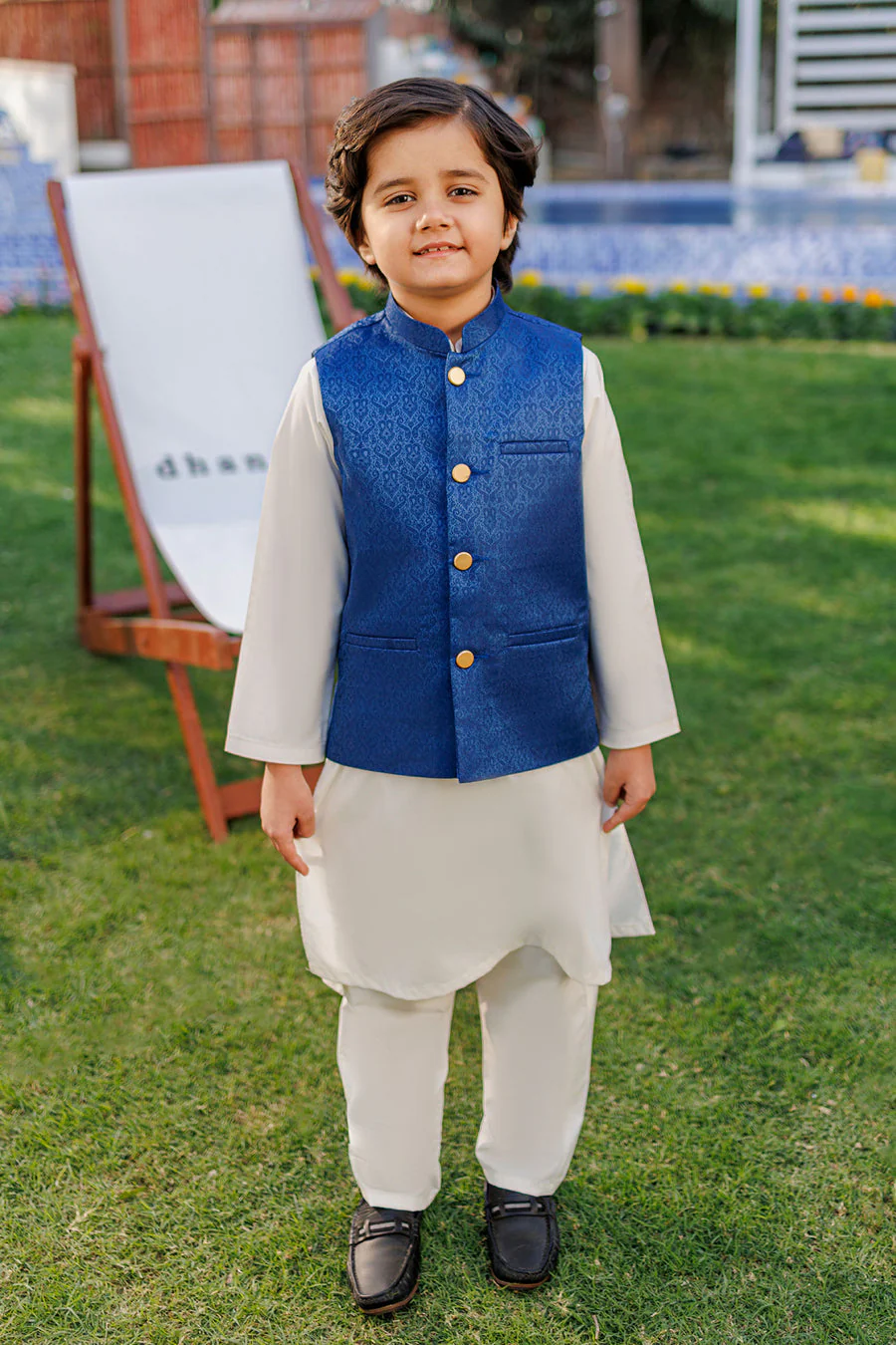 Dhanak SS26DK-0225 - BLUE - KURTA ,PAJAMA WAIST COAT - 3PCS Mommy & Me Vol 2 2026