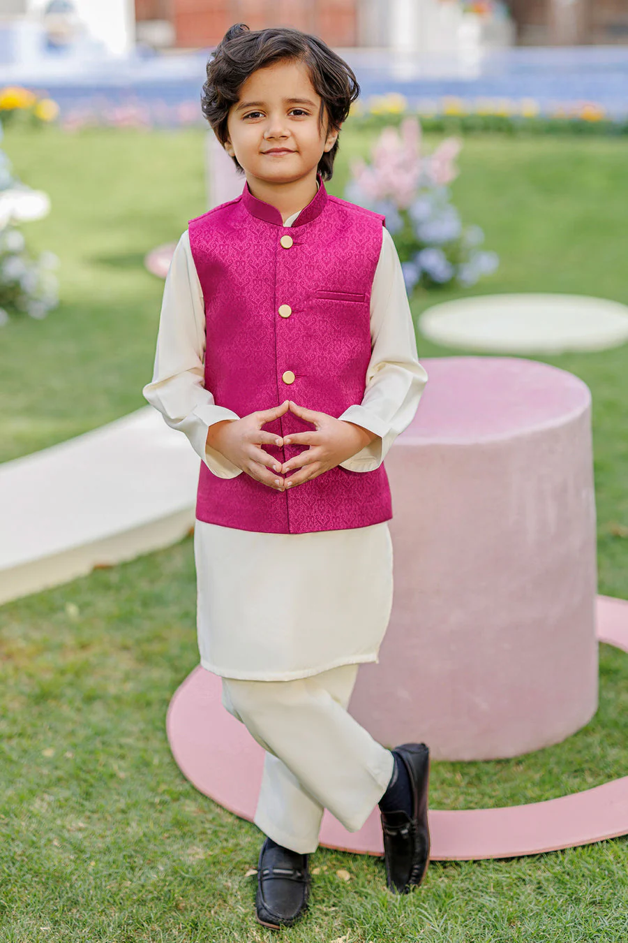 Dhanak SS26DK-0226 - MAGENTA  -  KURTA ,PAJAMA WAIST COAT - 3PCS Mommy & Me Vol 2 2026