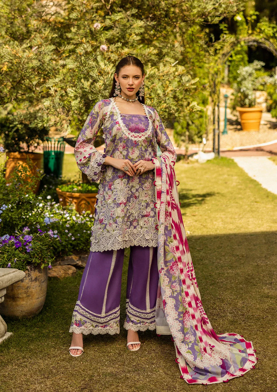 Elaf Premium ELK-02A Periwinkle Print Chikankari Collection 2025