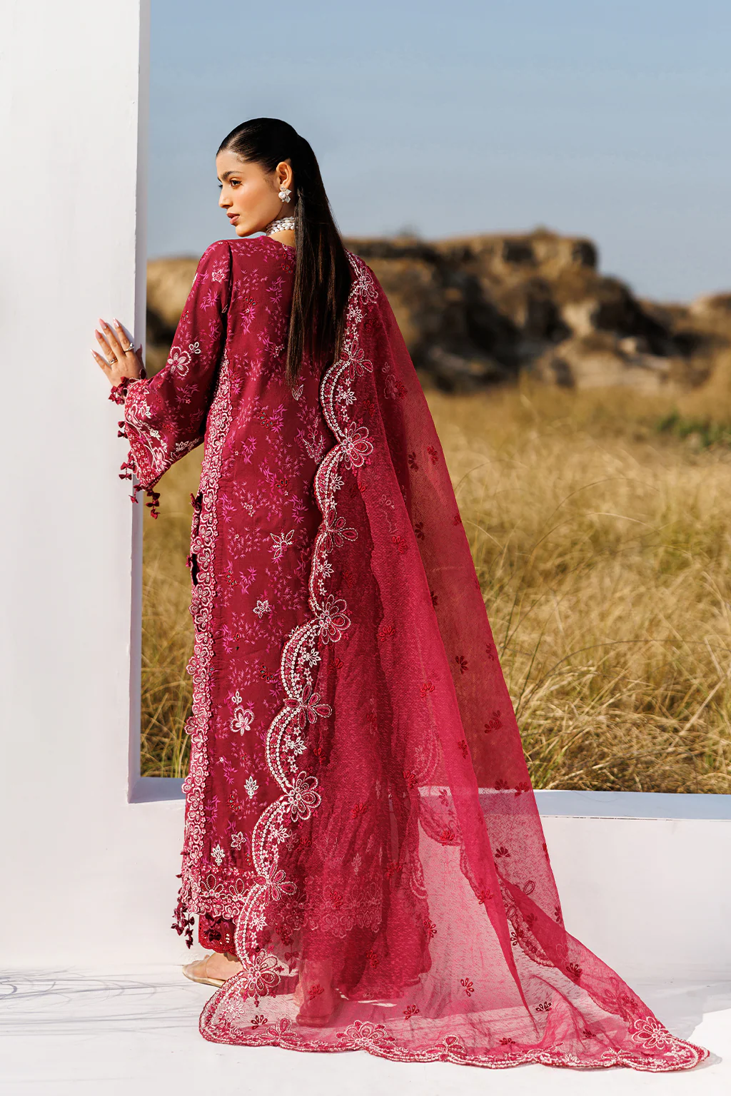 Emaan Adeel Radiant Rose Sunlit Groove Luxury Lawn 2026 - Image 2