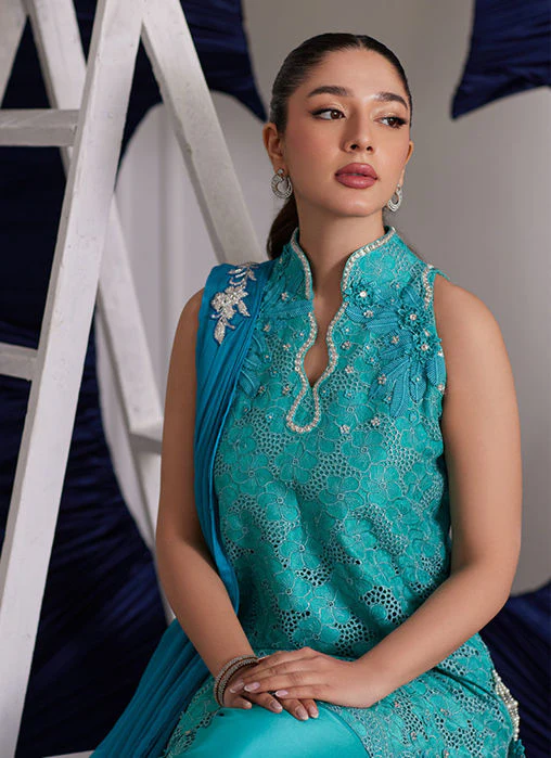 Farah Talib Aziz Binx Aqua Shirt And Dupatta Luna Eid Edition 2025 - Image 2