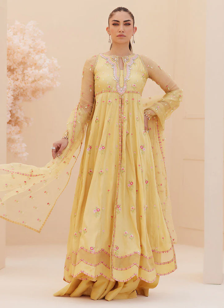 Farah Talib Aziz Buttercup Silk Kalidaar and Dupatta Zaza Formals 2025