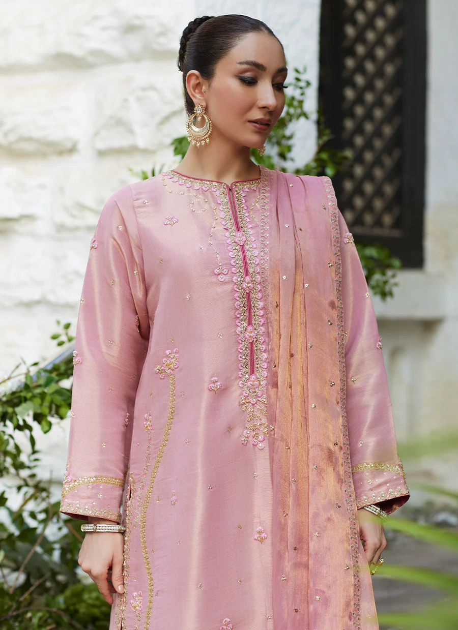 Farah Talib Aziz Cisel Pink Shirt and Dupatta Mayna Festive Luxe 2024 - Image 2