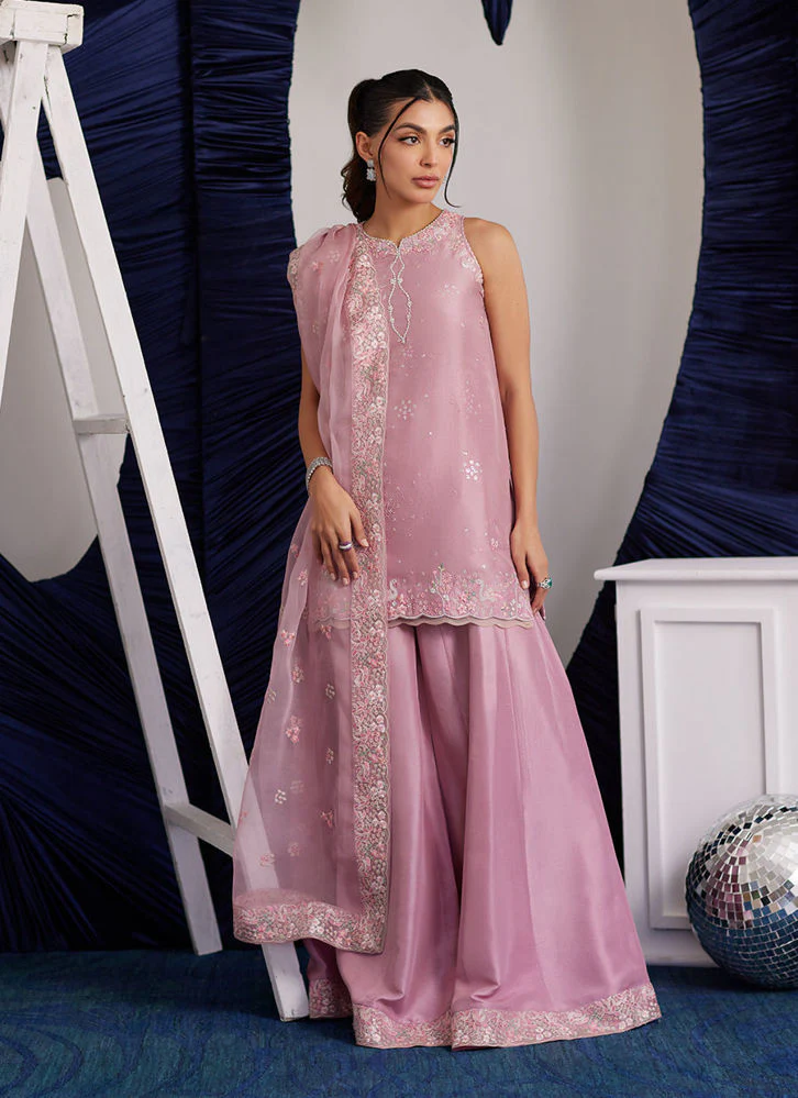 Farah Talib Aziz Demi Tea Rose Shirt And Dupatta Luna Eid Edition 2025