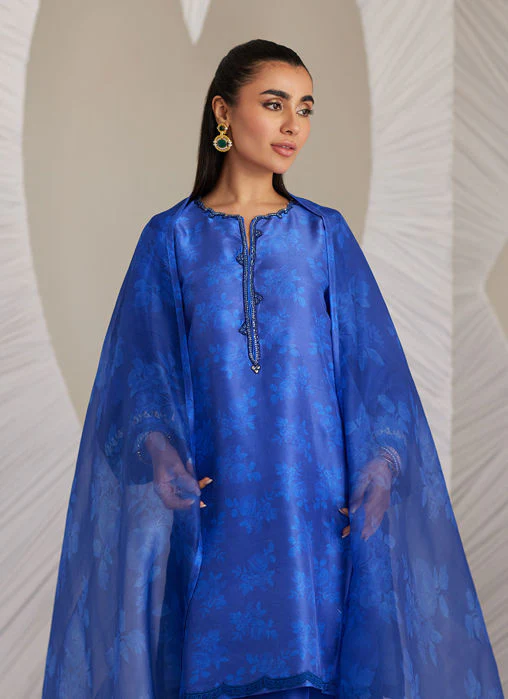 Farah Talib Aziz Electra Cobalt Shirt and Dupatta Lea Eid Prets 2025 - Image 2