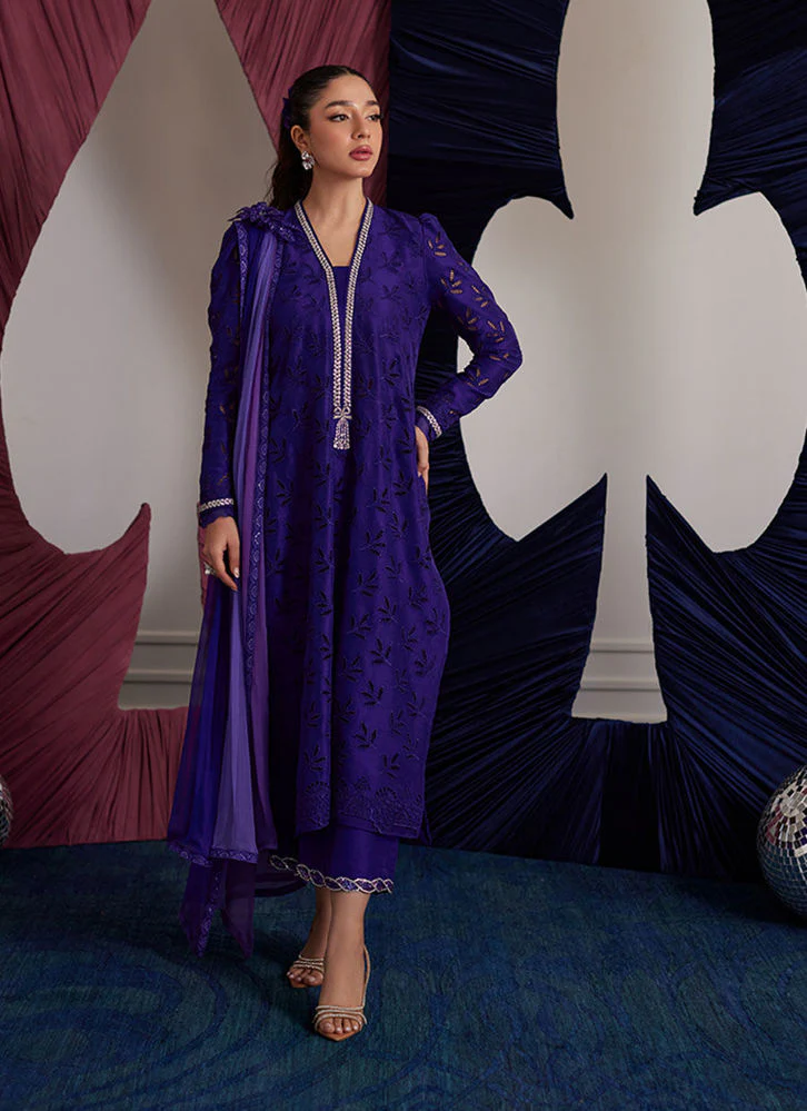 Farah Talib Aziz Gloria Indigo Shirt And Dupatta Luna Eid Edition 2025