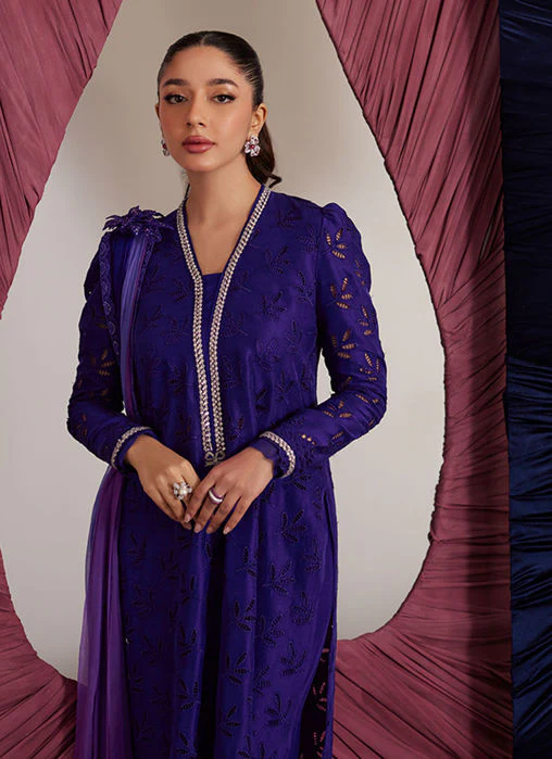 Farah Talib Aziz Gloria Indigo Shirt And Dupatta Luna Eid Edition 2025 - Image 2