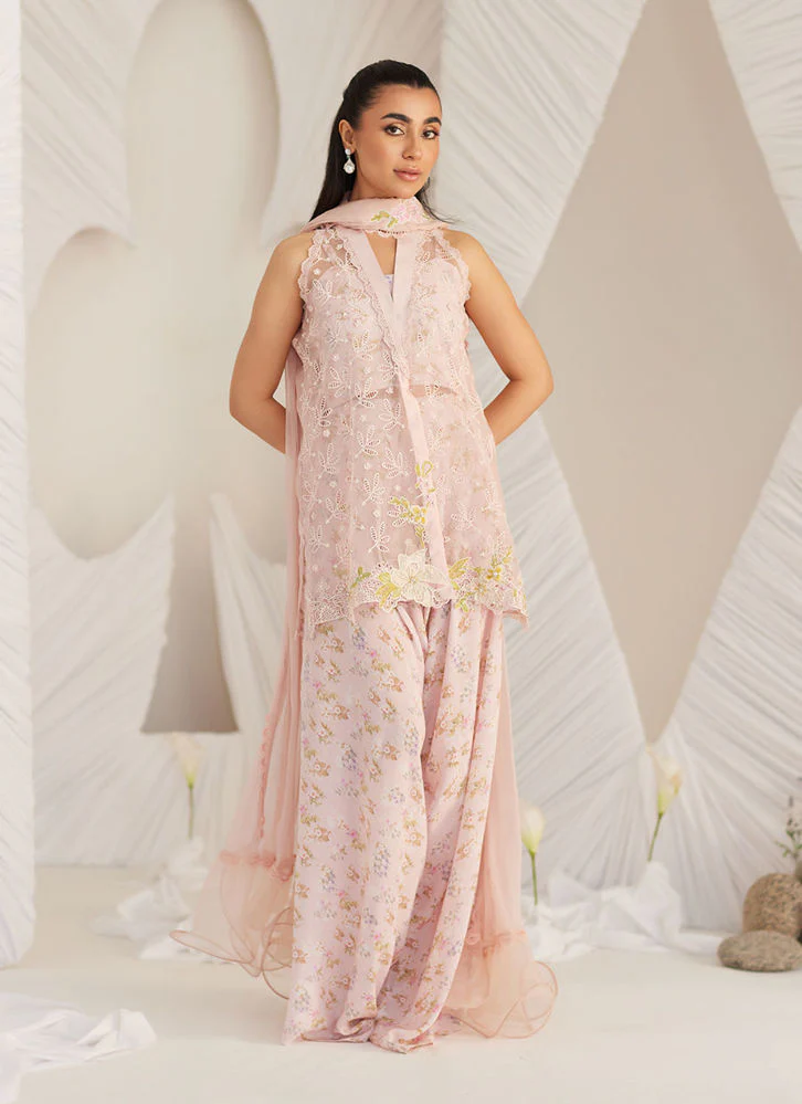 Farah Talib Aziz Kyma Blush Organza Jacket and Dupatta Lea Eid Prets 2025