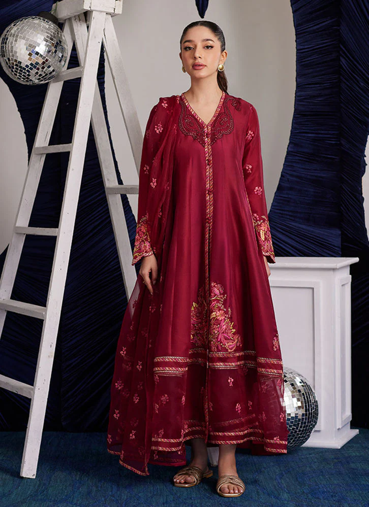 Farah Talib Aziz Miko Crimson Kalidaar And Dupatta Luna Eid Edition 2025