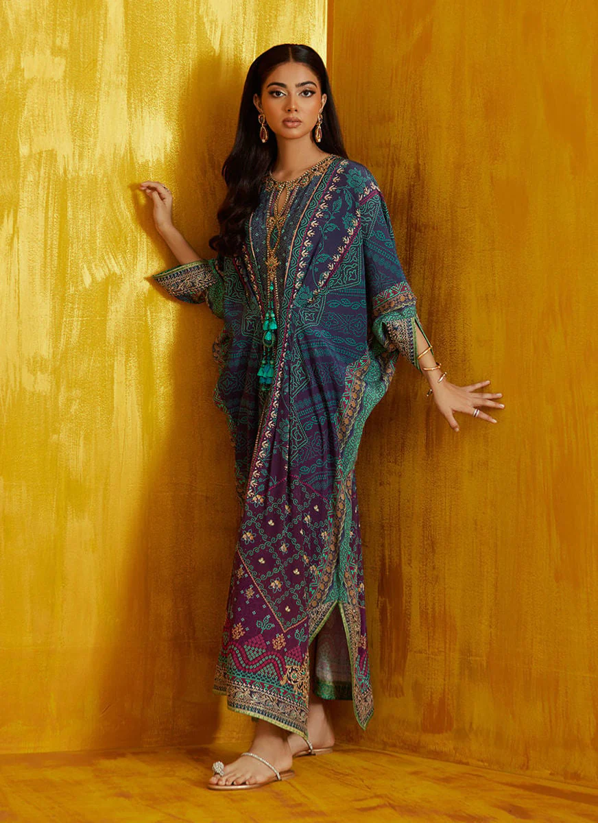 Farah Talib Aziz Peridot Ombre Kaftan Mayna Festive Prints 2026