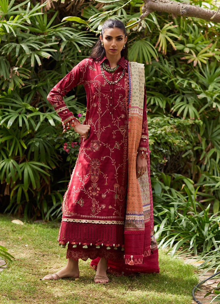 Farah Talib Aziz Rosemary Red WES Luxury Lawn 2025
