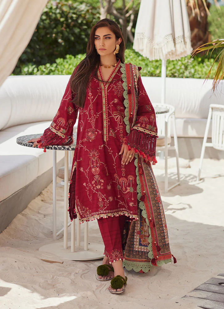 Farah Talib Aziz Rosemary Red WES Luxury Lawn 2025 - Image 2