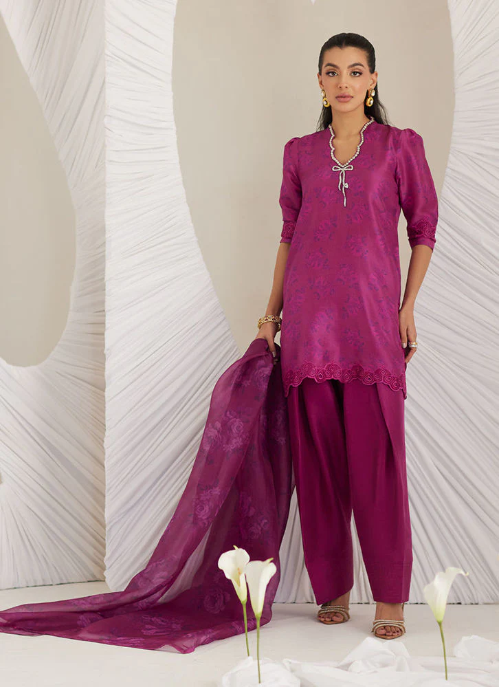 Farah Talib Aziz Sev Magenta Shirt and Dupatta Lea Eid Prets 2025