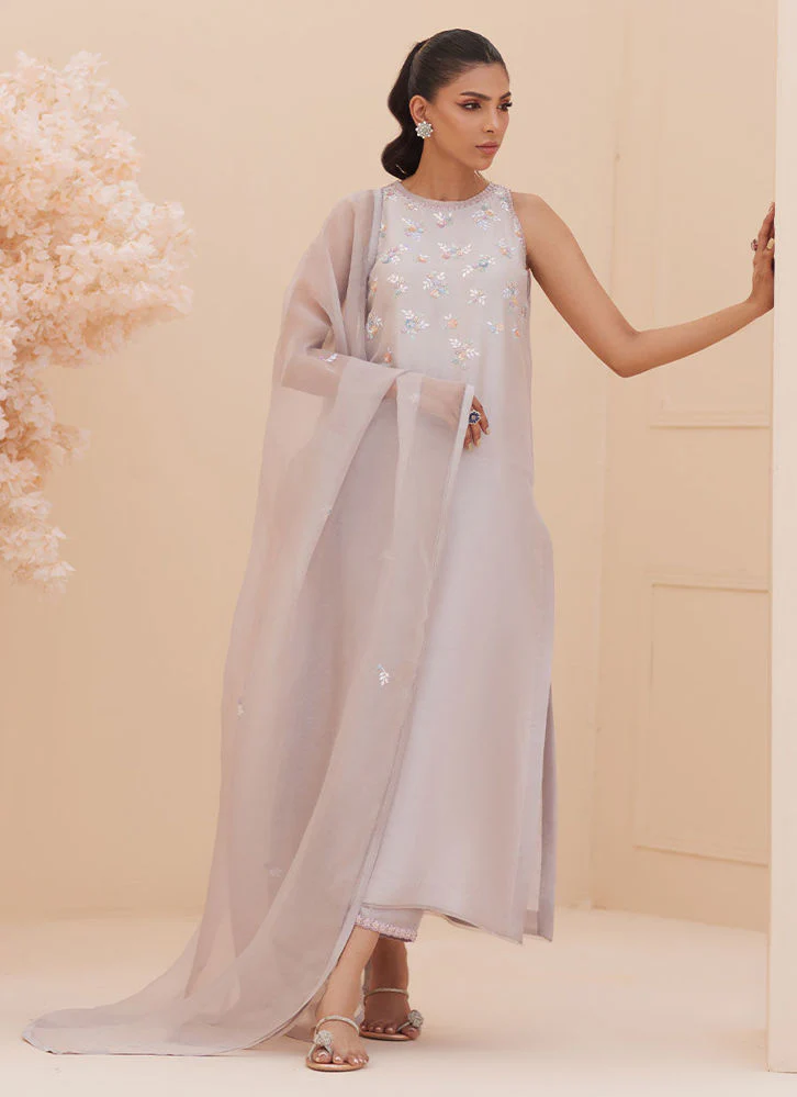 Farah Talib Aziz Silvia Silver Shirt and Dupatta Zaza Formals 2025