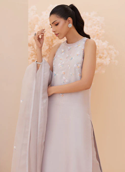 Farah Talib Aziz Silvia Silver Shirt and Dupatta Zaza Formals 2025 - Image 2