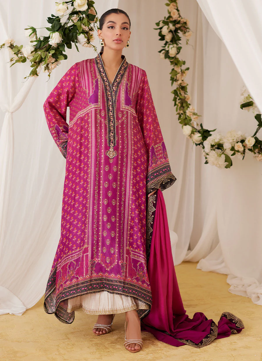 Farah Talib Aziz Sola Printed Raw Silk Shirt And Dupatta Lea Fall 2024