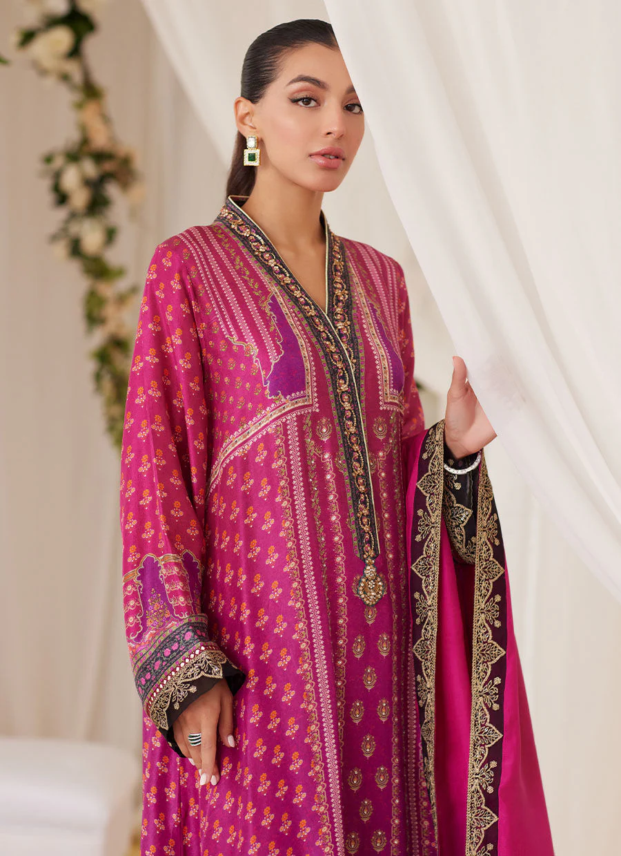 Farah Talib Aziz Sola Printed Raw Silk Shirt And Dupatta Lea Fall 2024 - Image 2